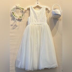 David's Bridal White A-Line Sleeveless Scoop Neck Dress-Size 8